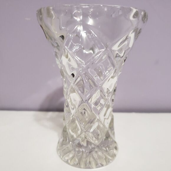 Zajecar Crystal 24% Lead Clear Glass Vase  4" - Picture 8 of 10